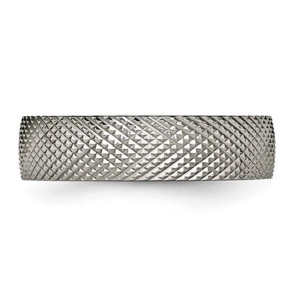 Kazi Luxury Chisel Titanium Polished and Textured 6mm Band - Picture 3 of 9